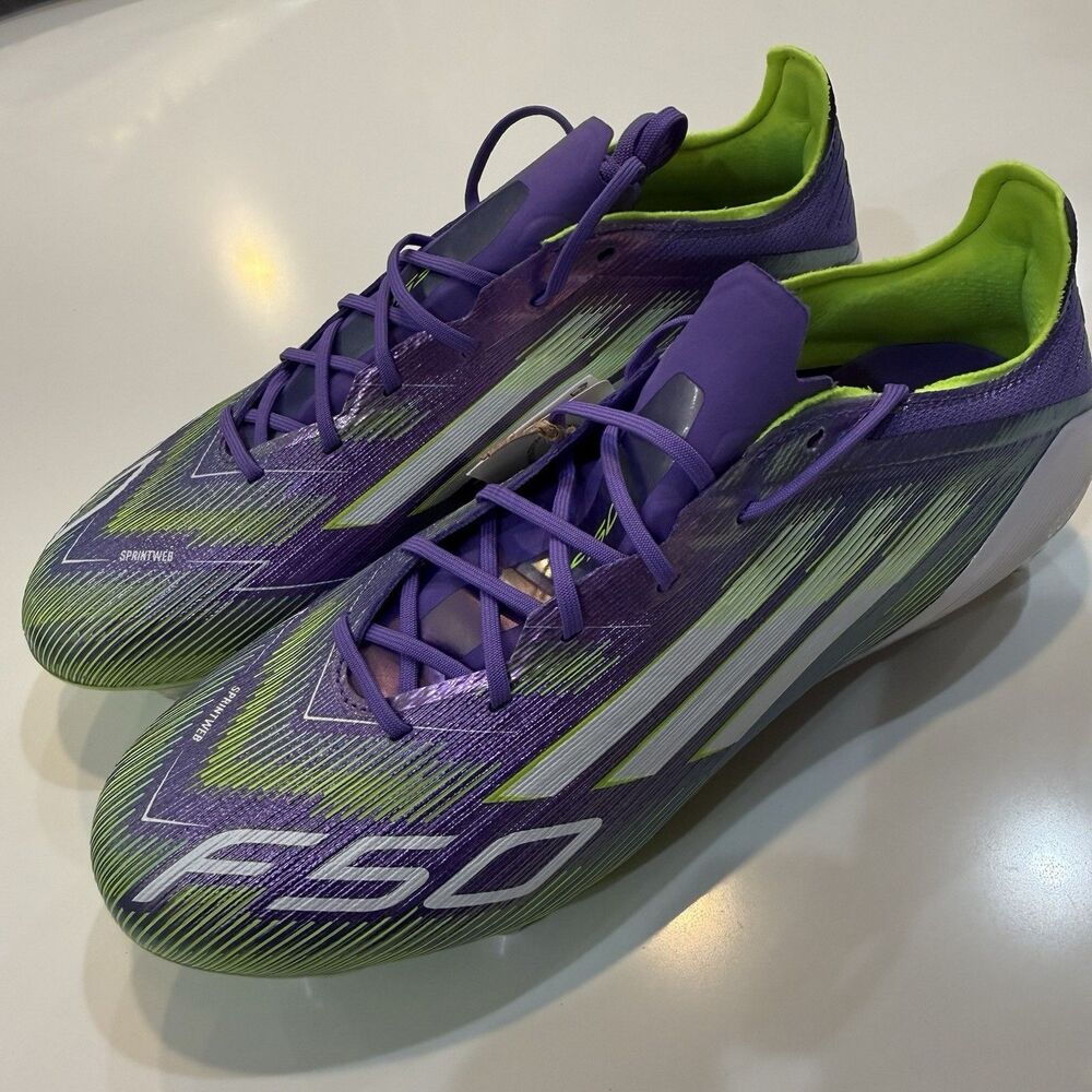 11.5 Men/12.5 Women - Adidas F50 Elite SG Purple Silver Soccer Cleats NEW JH7633
